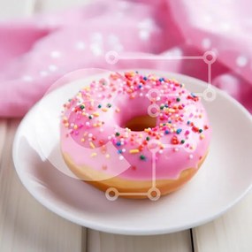 Σετ των 2 Intra Συλλεκτικό Ξύλινο Παζλ Plywood  4mm - Ροζ παγωμένο ντόνατ με ψεκασμούς Σε Ξύλινο Κουτί - Διαστάσεις: 10x10 cm – 25 κομμάτια