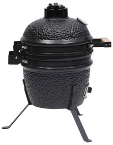 vidaXL Ψησταριά Καπνιστήριο Kamado 2 σε 1 Μαύρη 56 εκ. Κεραμική