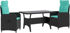 vidaXL Σετ Εξωτερικής Τραπέζης 3 pcs Μαύρο και Τυρκουάζ
