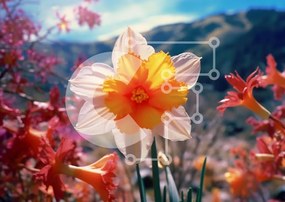 Intra Συλλεκτικό Ξύλινο Παζλ Plywood 4mm - Ζωντανός ασφόδελος σε πολύχρωμο χωράφι λουλουδιών Σε Ξύλινο Κουτί - Διαστάσεις: 10x10 cm – 25 κομμάτια