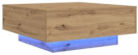 vidaXL Τραπεζάκι σαλονιού με LED φώτα από ξύλο Artisan 80x80x31 εκ