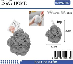 Σφουγγάρια μπάνιου δίχτυ σε σετ 5Χ - Grey - 24963