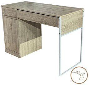 Γραφείο Εργασίας Kantor σε Φυσικό χρώμα με Λευκό Μεταλλικό πόδι 110x50x76εκ. 110x50x76 εκ.