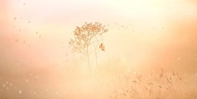 Εικόνα  γυναίκας σε κούνια στη φθινοπωρινή φύση - 100x50