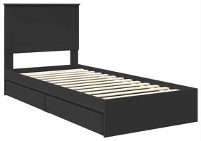 vidaXL Κρεβάτι Αποθήκης Μαύρο 90 x 190 cm Επεξεργασμένο ξύλο