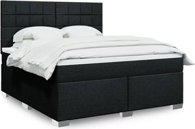 vidaXL Κρεβάτι Boxspring με Στρώμα Μαύρο 180x200 εκ. Υφασμάτινο