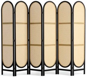 VEVOR 6 Panel Room Divider Hand-Woven Rattan Folding Privacy Screens Brown