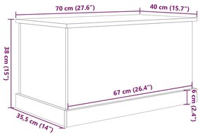 Κουτί Αποθήκευσης Όψη Παλαιού Ξύλου 70x40x38 εκ. Επεξ.Ξύλο - Καφέ