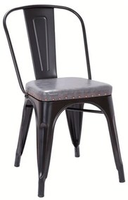 Ε5191Ρ,12Μ RELIX Καρέκλα, Μέταλλο Βαφή Μαύρο Matte, Pu Σκούρο Γκρι  45x51x82cm Καρέκλα Στοιβαζόμενη,  Μαύρο/Γκρι,  Μέταλλο/PVC - PU, , 1 Τεμάχιο
