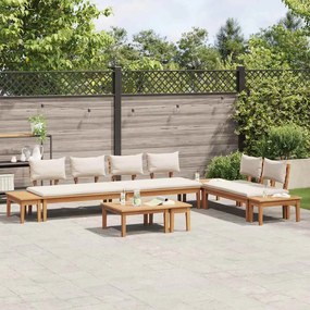 vidaXL Σετ Παγκάκι Κήπου με μαξιλάρι 5 pcs Καφέ και Κρέμα