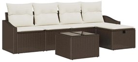 vidaXL Σετ Καναπέ Κήπου 6 pcs Καφέ 55 x 55 x 37 εκ Πολυ ράταν