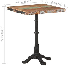vidaXL Τραπέζι Bistro 60 x 60 x 76 εκ. Μασίφ Ανακυκλωμένο Ξύλο