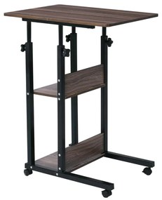 Βοηθητικό Τραπεζάκι LIFT Steel Μαύρο/Σκούρο Καρυδί 60x40x68/85cm
