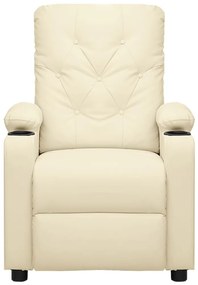 vidaXL Πολυθρόνα Ανακλινόμενη με Ανύψωση Κρεμ από Συνθετικό Δέρμα
