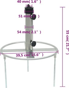 vidaXL Βάση Ομπρέλας με Ακίδες Εδάφους Ασημί για Ø38/48 χιλ. Ατσάλι
