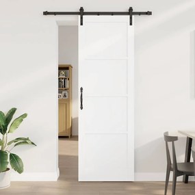 vidaXL Συρόμενη Πόρτα με Σετ Εξαρτημάτων Λευκή 78x232 εκ. Στερεό Ξύλο Πεύκου