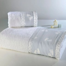Πετσέτες Παιδικές ΣΧ.689 Σετ 2τμχ White-Grey Down Town Towels Set 100% Cotton