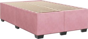 vidaXL Κρεβάτι Boxspring με Στρώμα Ροζ 120x190 εκ. Βελούδινο