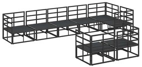 vidaXL Σετ Καναπέ Κήπου με μαξιλάρι 8 pcs Μαύρο Αλουμίνιο