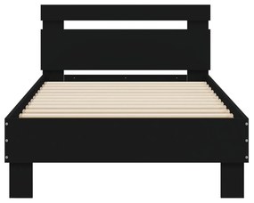 Πλαίσιο Κρεβατιού με Κεφαλάρι Μαύρο 90x200 εκ. Επεξεργ. Ξύλο - Μαύρο