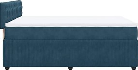 vidaXL Κρεβάτι Boxspring με Στρώμα Μπλε 160x200 εκ. Βελούδινο