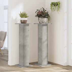 vidaXL Βάσεις Φυτών 2 τεμ. Γκρι Σκυρ. 30x30x95 εκ. Επεξεργασμένο Ξύλο