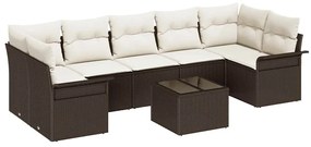 vidaXL Σετ Καναπέ Κήπου με μαξιλάρι 8 pcs Καφέ, Κρέμα 55 x 55 x 37 εκ