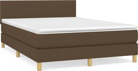 vidaXL Κρεβάτι Boxspring με Στρώμα Σκούρο Καφέ 140x200 εκ Υφασμάτινο