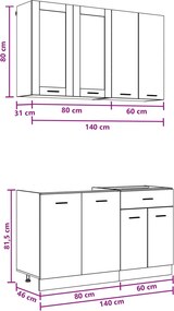 vidaXL Μονάδα κουζίνας LYON 4 pcs Γκρι Sonoma Επεξεργασμένο Ξύλο