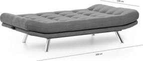 Τριθέσιος Καναπές Κρεβάτι Γκρι MISA 105x200x95
