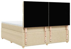 Κρεβάτι Boxspring με Στρώμα Κρεμ 180x200 εκ. Υφασμάτινο - Κρεμ