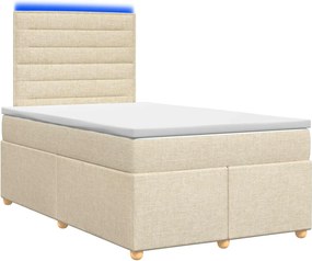 vidaXL Κρεβάτι box spring με στρώμα Κρεμ 120 x 190 cm Ύφασμα