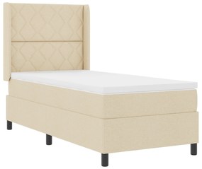 vidaXL Κρεβάτι με Στρώμα Κρέμ 90x200 cm Υφάσματος