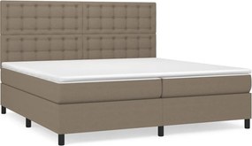 vidaXL Κρεβάτι Boxspring με Στρώμα Taupe 200x200 εκ. Υφασμάτινο