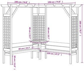 vidaXL Πέργκολα Γωνιακή με Παγκάκι από Εμποτισμένο Ξύλο Πεύκου