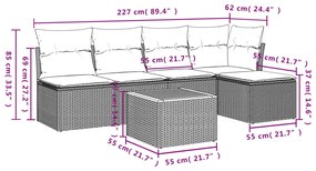 vidaXL Σετ Καναπέ Κήπου 6 τεμ. Μπεζ Συνθετικό Ρατάν με Μαξιλάρια