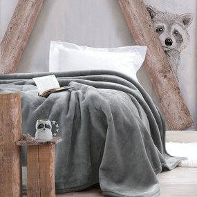 Κουβέρτα Βελουτέ Μονή (160x220) Rythmos Velour Γκρι