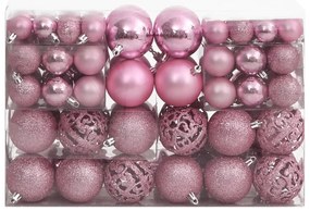 vidaXL Σετ Μπάλες Χριστουγεννιάτικες 111 τεμ. Ροζ από Πολυστυρένιο