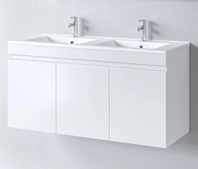 Bathroom Βench with Double Sink OMEGA 120 White Gloss 120x46x60 cm 120x46x60 εκ.