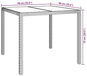 vidaXL Τραπέζι Κήπου για Φαγητό Μπεζ 90 x 90 x 75 cm Πολυ ράταν