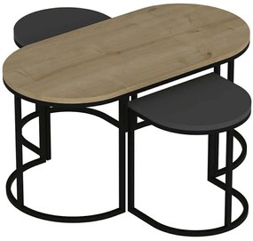 Ζιγκόν Dena (Σετ 3Τμχ) 506MNR1226 90x45x45/35x30x40cm Anthracite-Oak