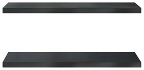 vidaXL Ράφια Τοίχου 2 τεμ. Μαύρο 75x30x3 εκ. Ανοξείδωτο Ατσάλι
