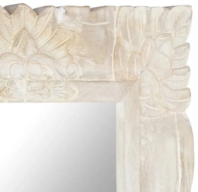 vidaXL Καθρέφτης Λευκός 110 x 50 εκ. από Μασίφ Ξύλο Μάνγκο