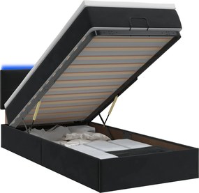 vidaXL Κρεβάτι Ottoman με Στρώμα και LED Μαύρο 80 x 200 cm Βελούδο