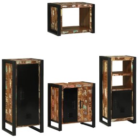 vidaXL Σετ Επίπλων Μπάνιου 4 pcs Πολύχρωμο Στερεό ανακτημένο ξύλο