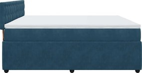 vidaXL Κρεβάτι Boxspring με Στρώμα Μπλε 200x200 εκ. Βελούδινο