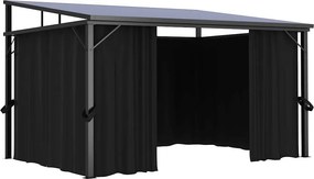 vidaXL Κιόσκι με Κουρτίνα Ανθρακί 405 x 294 x 244 εκ.