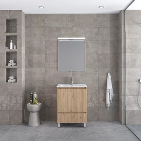 Royal Bath Malaga 60 Walnut 2 - Έπιπλο Μπάνιου Με Νιπτήρα &amp; Καθρέπτη