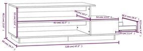 Τραπεζάκι Σαλονιού Καφέ Μελί 120x50x40,5 εκ. Μασίφ Ξύλο Πεύκου - Καφέ