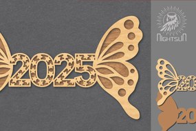 Σετ των 2 Intra απο ξύλο plywood 3mm-4mm πάχος 2025 Διακόσμηση κοπής με πεταλούδα 3 Δίασταση 15x15 cm INTRAFABR-112765592